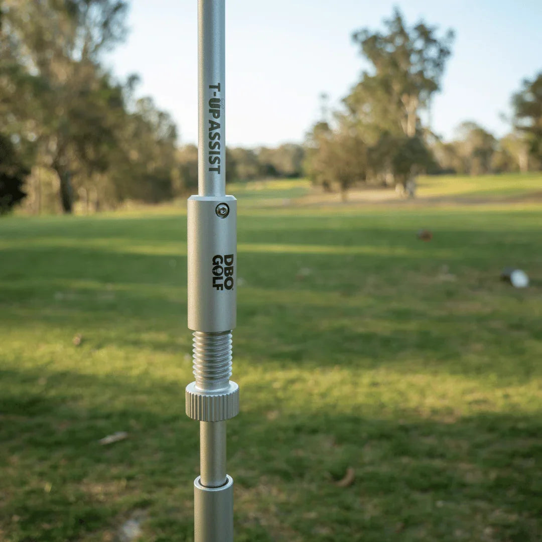 T-UP Assist close up of Height adjuster to adjust the height of the golf tee above the ground